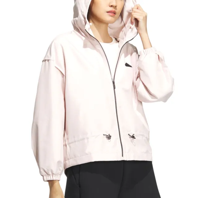 【adidas 愛迪達】TECH WV JKT 女款 粉色 刷毛 拉繩束腰 連帽 運動 休閒 外套 IM8815
