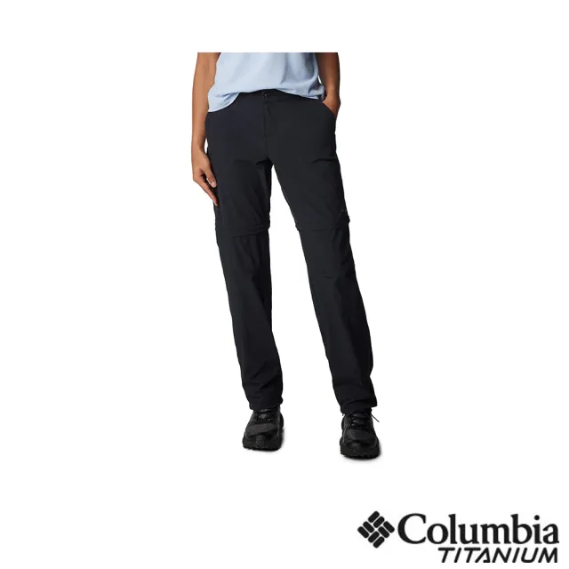 【Columbia 哥倫比亞 官方旗艦】女款-鈦Summit Valley™超防曬UPF50防潑兩截式長褲-黑色(UAR81580BK/IS)