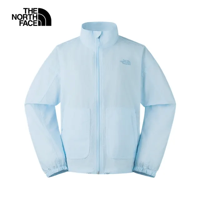 【The North Face 官方旗艦】北面女款藍色防風防曬立領外套｜87WEO0R