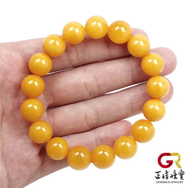 【正佳珠寶】老蜜蠟琥珀 頂級陽橙老蜜 12.3-12.8mm 老蜜蠟手珠｜日本彈力繩