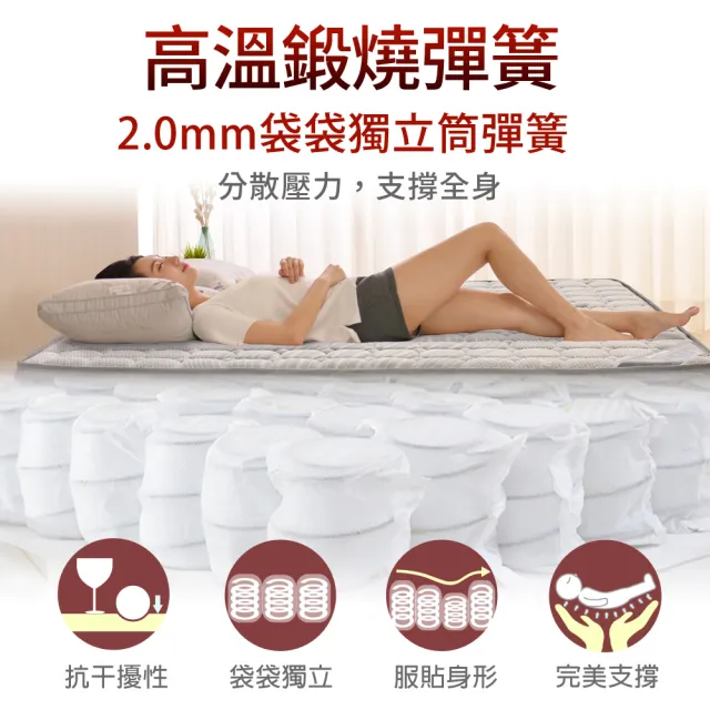 【LooCa】石墨烯遠紅外線獨立筒床墊-輕量型-單大3.5尺(送石墨烯枕★破盤價)