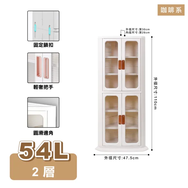 【ONE HOUSE】54L 流川雙開門三角收納櫃 收納箱-2層(1入)