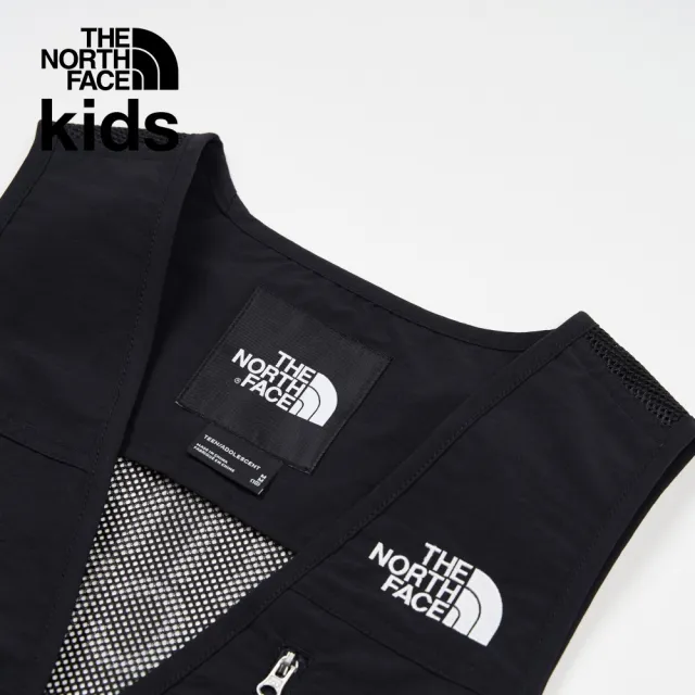 【The North Face】北面兒童黑色舒適透氣耐穿多口袋背心｜87Z9JK3