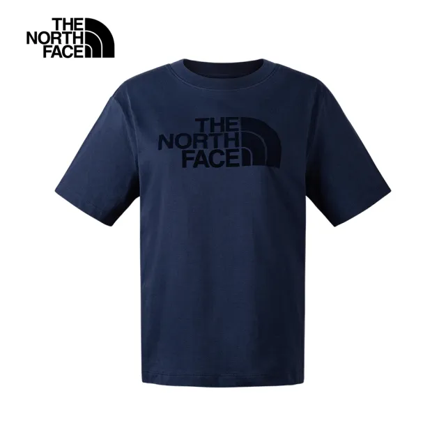 【The North Face 官方旗艦】北面女款藍色純棉舒適大尺寸LOGO印花短袖T恤｜88GE8K2