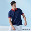 【NAUTICA】男裝 吸濕排汗跳色條紋短袖POLO衫(深藍)