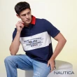【NAUTICA】男裝 吸濕排汗拼接短袖POLO衫(深藍)