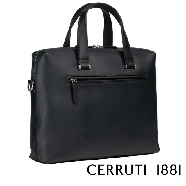 【Cerruti 1881】限量2折 義大利頂級小牛皮公事包/斜背包 CECA05334M 全新專櫃展示品(黑色)