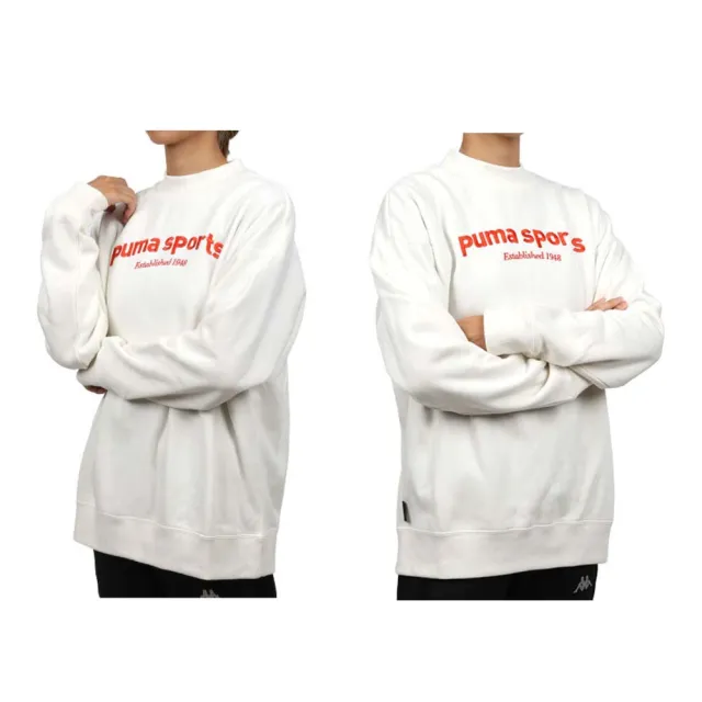 【PUMA】P.TEAM 女流行系列圓領長袖T恤-歐規 休閒 毛圈 上衣 白紅(62521565)