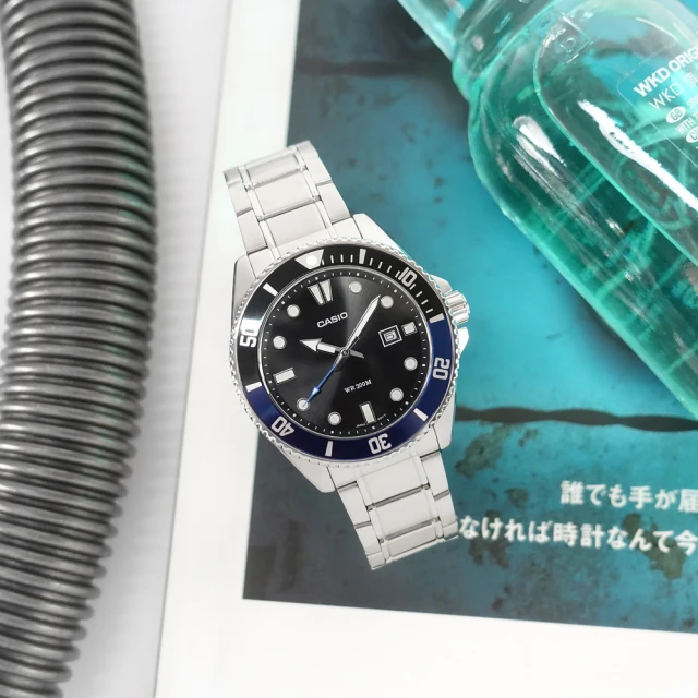 CASIO 卡西歐 卡西歐 潛水錶 槍魚系列 水鬼 防水200米 日期 不鏽鋼手錶 黑藍色 44mm(MDV-107D-1A2V)