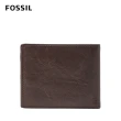 【FOSSIL 官方旗艦館】Neel 真皮兩折翻轉證件格皮夾-咖啡色 ML3899200(禮盒組附鐵盒)