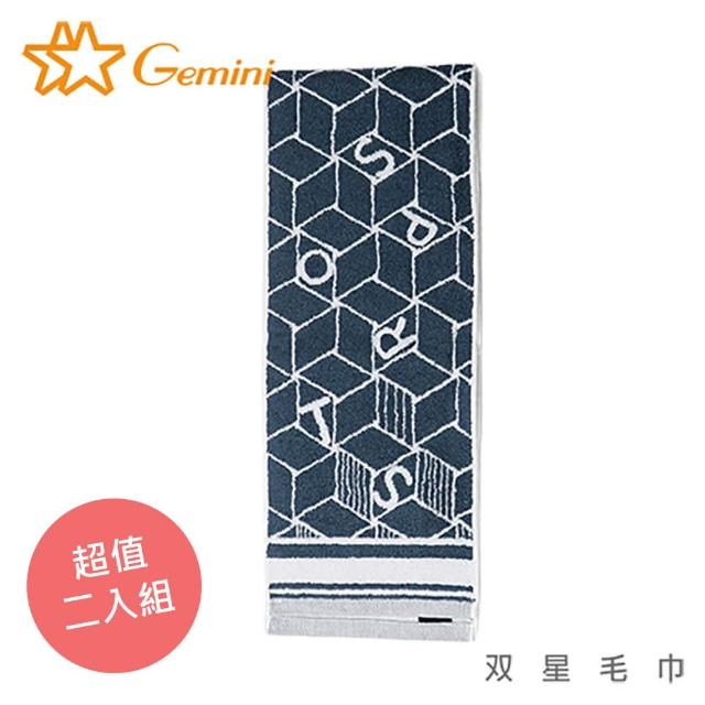 【Gemini 雙星】官方直營 台灣製100%純棉-幾何跨界運動毛巾(超值2入組)