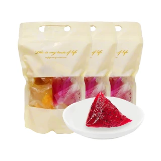 【樂活e棧】繽紛蒟蒻水果冰粽-紅火龍果口味12顆x3袋(端午 粽子 甜點 全素)