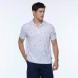 【NAUTICA】男裝 滿版品牌LOGO印花短袖POLO衫(白色)