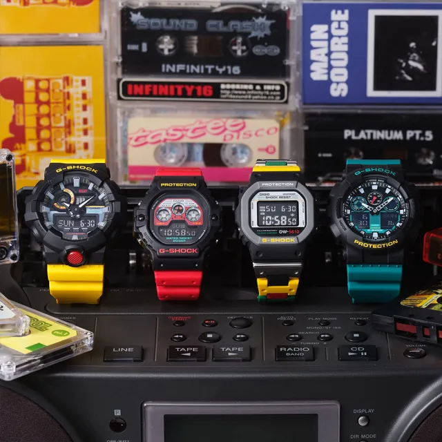 【CASIO 卡西歐】G-SHOCK 懷舊錄音帶色彩電子錶 畢業 禮物(DW-5610MT-1)