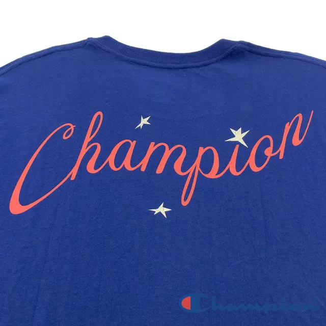 【Champion】官方直營 男款-草寫LOGO印花短袖上衣-深藍色(GT23H-586Q1B-XR9-美規)