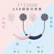 【KINYO】USB可拆式雙風扇/分享扇/手持扇頸掛扇(靜音/大風量/自由彎曲UF-180)