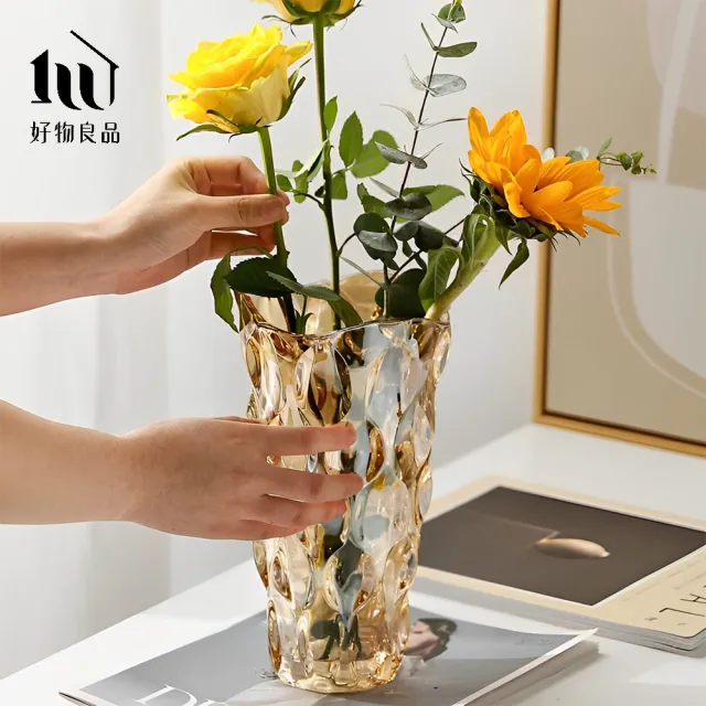 【好物良品】高款_美式輕奢波西米亞水晶玻璃花瓶(花藝花器 插花裝飾品 桌面餐桌擺飾)