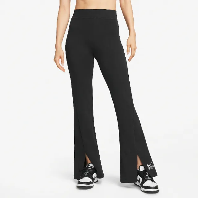 【NIKE 耐吉】緊身褲 Leggings 女款 黑 白 高腰 開衩 全場 運動 瑜珈 長褲 褲子(FN1892-010)