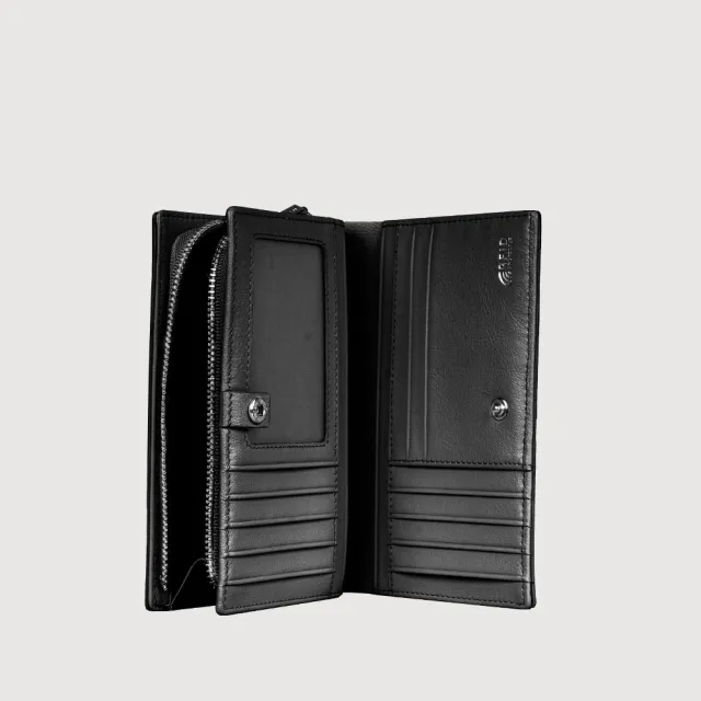 【BRAUN BUFFEL 德國小金牛】台灣總代理 萊納斯 11卡RFID防盜兩折中夾-黑色(BF835-502-BK)