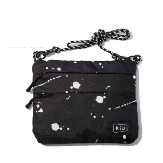 【KIU】交換禮物 日本 原廠貨 中性 WATERPROOF SACOCHE W ZIPPER 隨身包 健行/生活/旅行 潑墨黑(cam