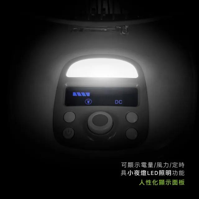 【KINYO】12吋充插二用充電風扇/露營扇 戶外/停電應急必備 小夜燈LED照明 (CF-1205)