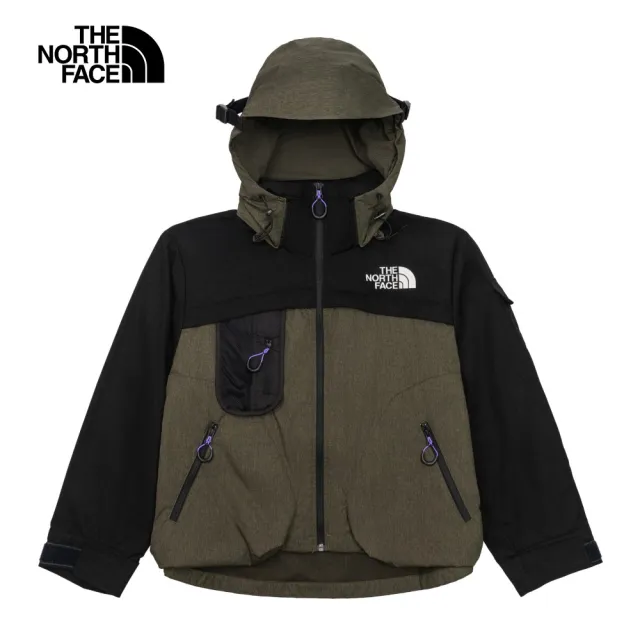 【The North Face】北面UE女款灰褐色防風防潑水多口袋可調節連帽外套｜885U21L