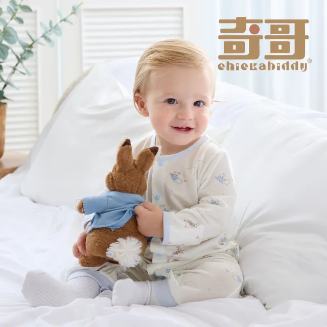 【奇哥】比得兔 嬰幼童裝 翻滾比得長袍妙妙裝/連身衣-天絲洞感緹花布(3-12個月)