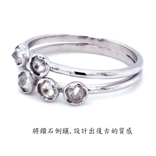 【BRILLMOND JEWELRY】天然鑽石 排戒 50分 白K金 倒鑲手工鑽戒(9K白金台 天然鑽石總重50分)