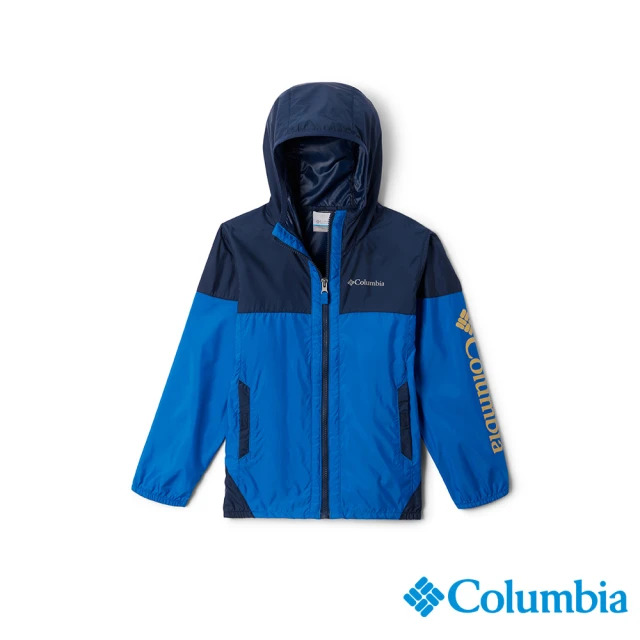 【Columbia 哥倫比亞】男童款-Flash Challenger™防曬UPF40防潑風衣外套-深藍色(USY46330NY/IS)