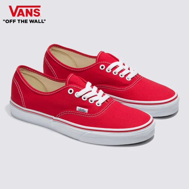 【VANS 官方旗艦】Authentic 男女款紅色滑板鞋/休閒鞋/帆布