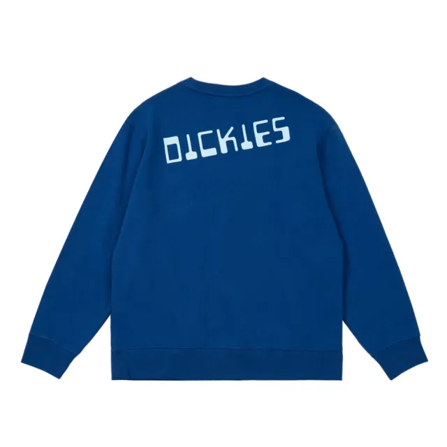 【Dickies】女款寶石藍純棉特殊設計Logo大學T｜DK010824SOB