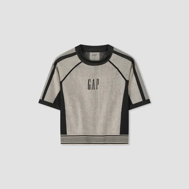 【GAP】女裝 Logo短版圓領短袖T恤-深卡其(890007)