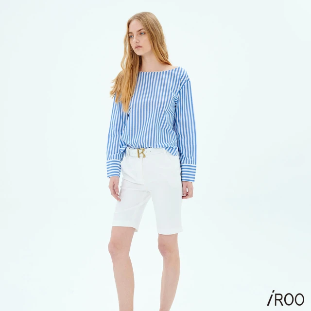 iROO 壓粗線裝飾白色短褲 推薦