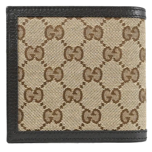 【GUCCI 古馳】經典雙G LOGO緹花布皮飾邊雙層3卡零錢短夾(駝)