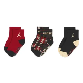 【NIKE 耐吉】襪子 Jordan Create Ankle Socks 寶寶襪 嬰兒襪 紅 黑 格紋 喬丹 止滑(JD2243006TD-001)