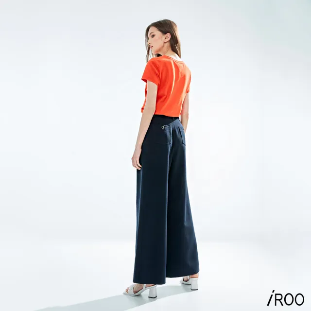 【iROO】四摺式精緻大寬褲