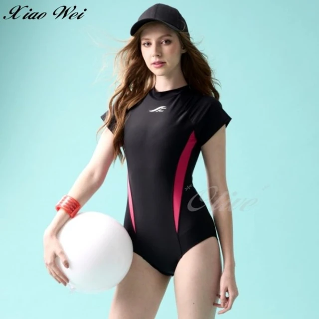 泳衣果 泳衣連身裙M-3L迷黑有袖網洞泳裝折扣推薦
