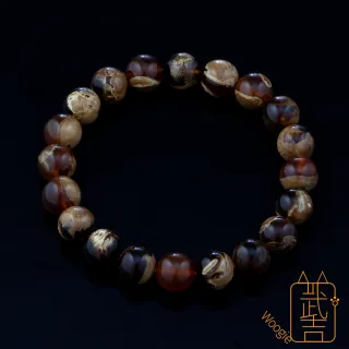 【Woogie武吉珠寶】琥珀蜜蠟精品稀有溶洞蜜蠟手鍊(11-12mm溶洞)