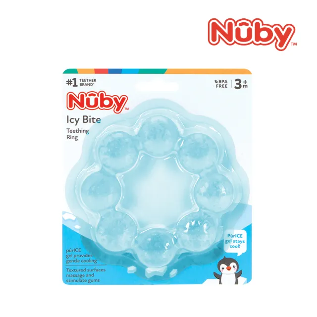 【Nuby】冰膠圈圈固齒器(藍 粉色可選)