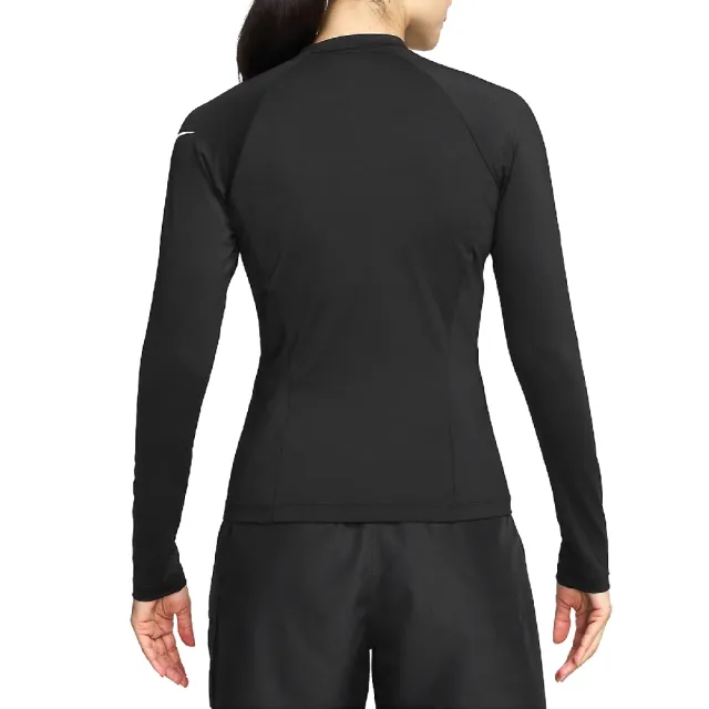 【NIKE 耐吉】防曬外套 Hydroguard Swim 女款 黑 粉 防曬 速乾 長袖上衣(NESSE327-001)
