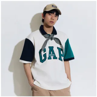 【GAP】男裝 Logo印花短袖POLO衫-米白色(890976)