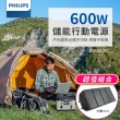 【Philips 飛利浦】100W太陽能板組-600W 攜帶式儲能電池 行動電源 DLP8093C(露營/戶外電源/UPS)