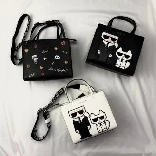 【KARL LAGERFELD 卡爾】KARL 卡爾與貓 提把包 側背包 單肩包 卡爾 拉格斐 LAGERFELD 老佛爺(提把包9751)