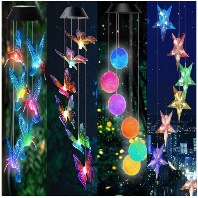【居家新生活】太陽能風鈴燈 七彩漸變裝飾燈(庭院燈 夜燈 花園裝飾 草坪燈)