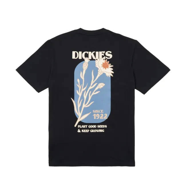 【Dickies】男女款黑色純棉背面沙漠植物大印花設計休閒短袖T恤｜DK012926BLK