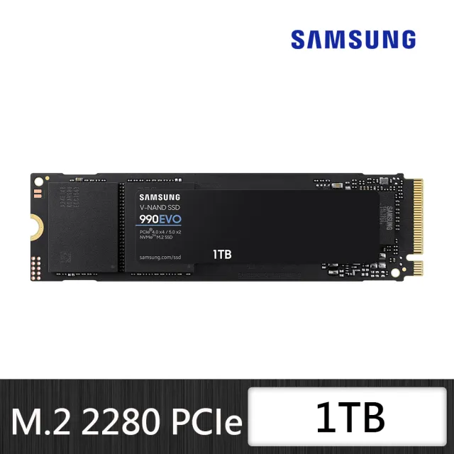 【SAMSUNG 三星】搭 2TB HDD ★ 990 EVO 1TB M.2 2280 PCIe 5.0 ssd固態硬碟(MZ-V9E1T0BW)