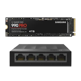 【SAMSUNG 三星】搭 5埠 交換器 ★ 990 PRO 4TB M.2 2280 PCIe 4.0 固態硬碟 (MZ-V9P4T0BW)
