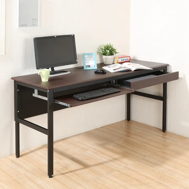 【DFhouse】頂楓150公分電腦桌+一抽一鍵-黑橡木色