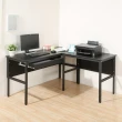 【DFhouse】頂楓150+90公分大L型工作桌+1抽屜電腦桌-黑橡木色