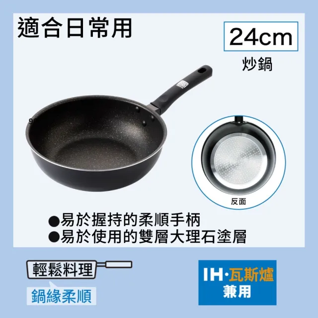 【NITORI 宜得利家居】炒鍋 24CM KF01(炒鍋 瓦斯 IH KF01)